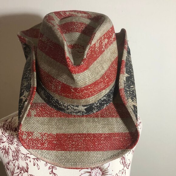 Peter Grimm Americana Cowboy Hat – Distressed Stars & Stripes – One Size main image 16